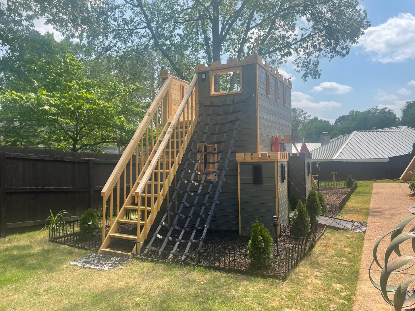 Fortress Playhouse Plans - Conquer the Exterior Ladder to the Rooftop Sun Deck! - (digital download)