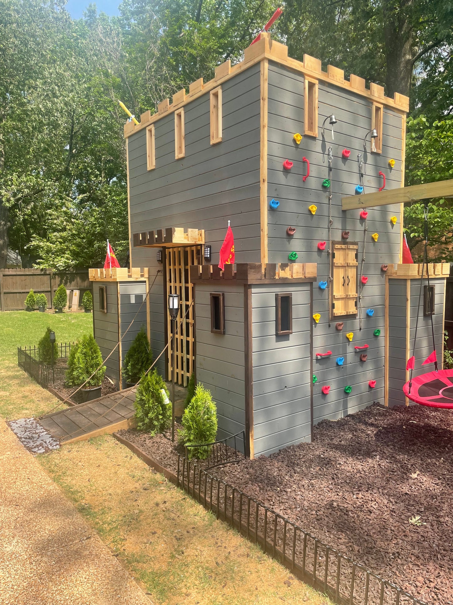 Fortress Playhouse Plans - Conquer the Exterior Ladder to the Rooftop Sun Deck! - (digital download)