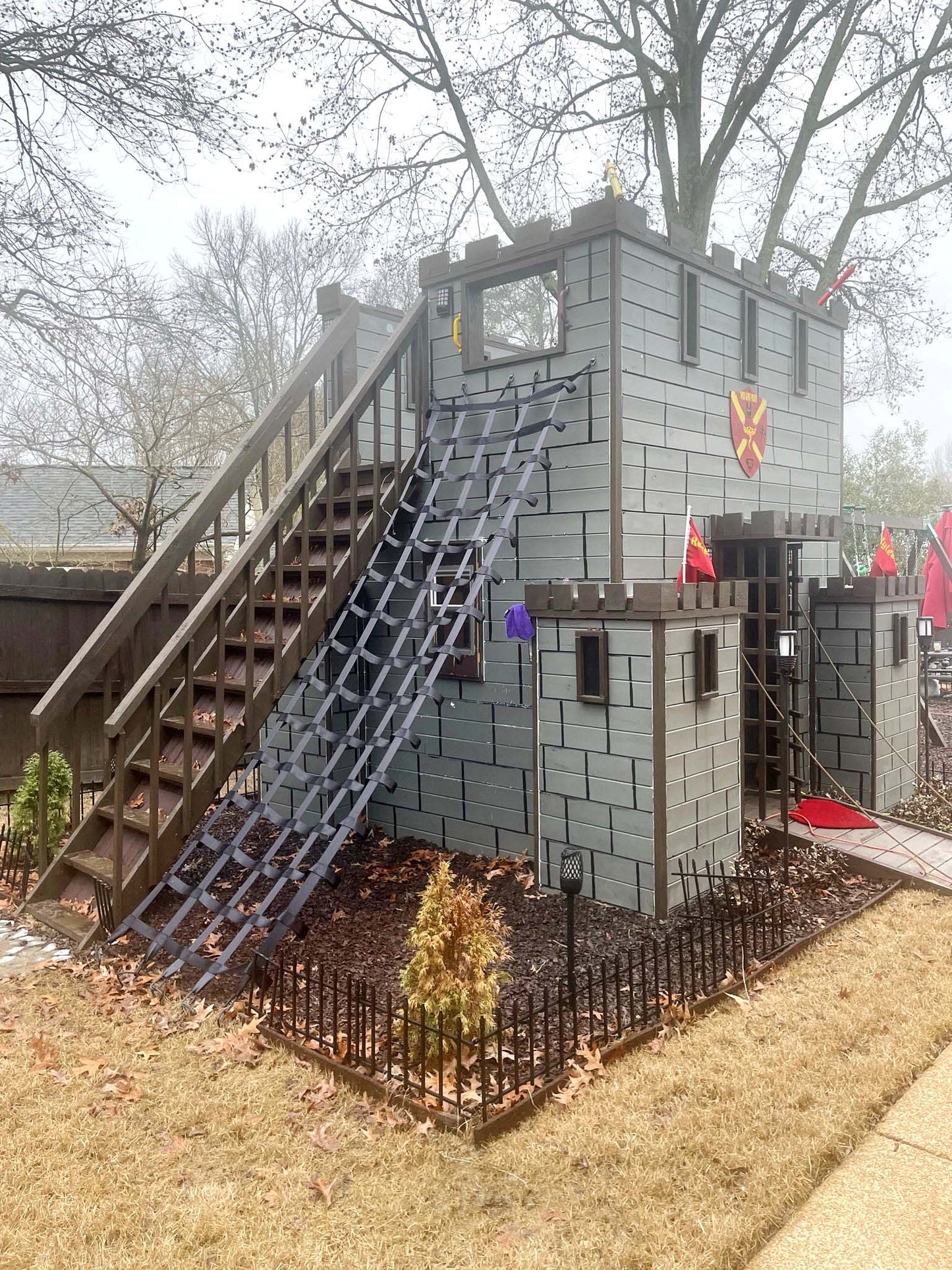 Fortress Playhouse Plans - Conquer the Exterior Ladder to the Rooftop Sun Deck! - (digital download)