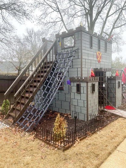 Fortress Playhouse Plans - Conquer the Exterior Ladder to the Rooftop Sun Deck! - (digital download)